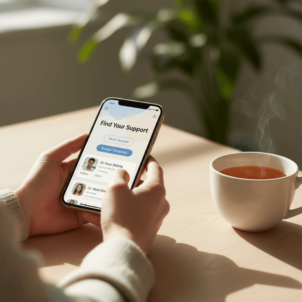 Persona conectando digitalmente con Vive Sine Dolore